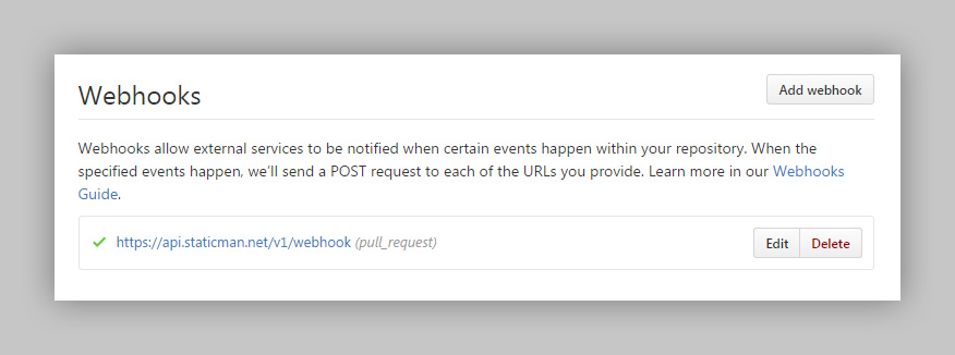 pull-request webhook
